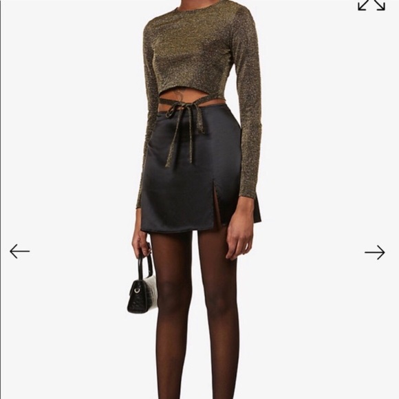 NWOT Reformation Jupiter Metallic Waist Tie Crop M - Picture 6 of 6